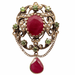 "Elaborate" Antique Ruby Pin and Pendant