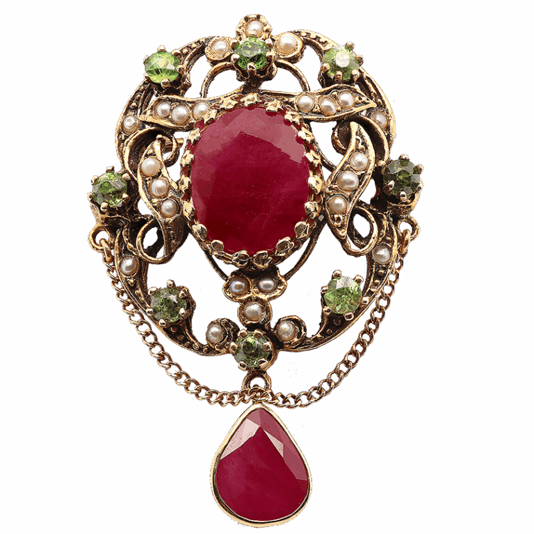 "Elaborate" Antique Ruby Pin and Pendant