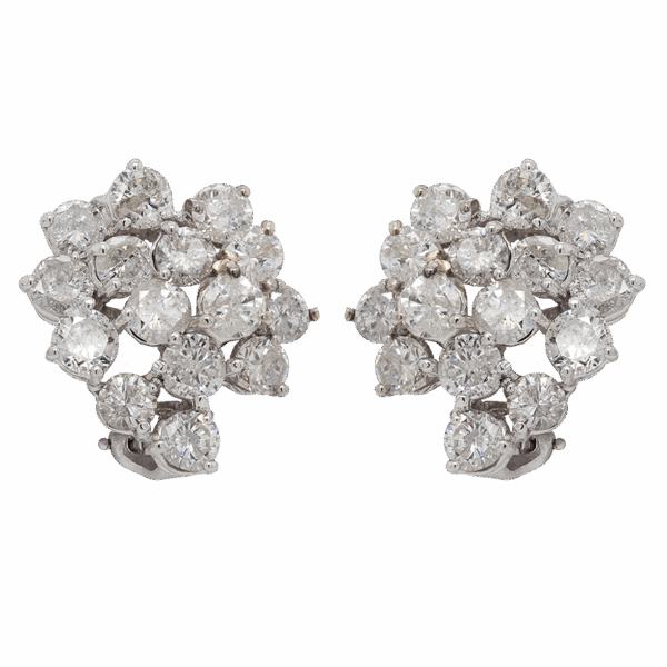 "Precious Cluster" Estate Diamond Earrings