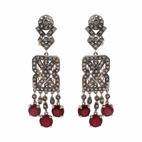 "Two-Toned Treasure" Antique Ruby and Diamond Earrings