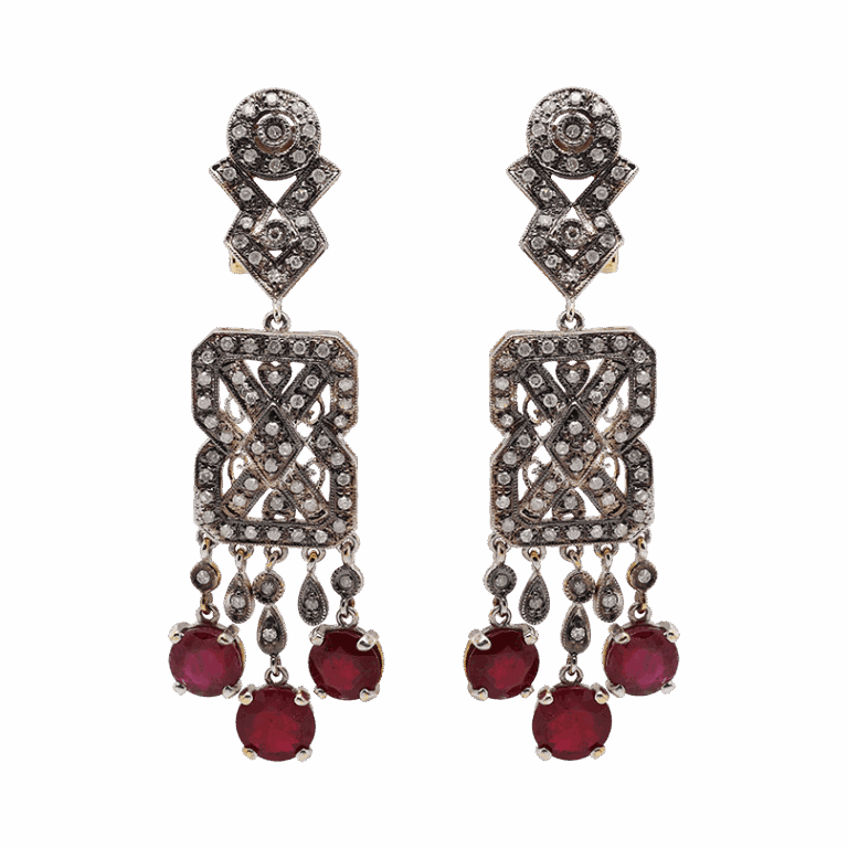 "Two-Toned Treasure" Antique Ruby and Diamond Earrings