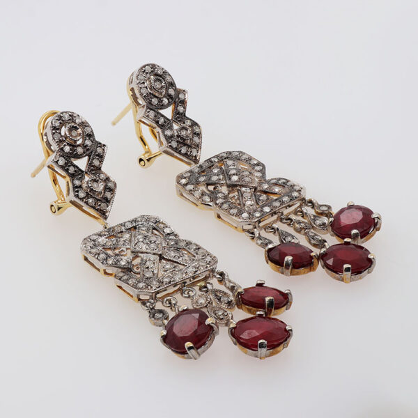 "Two-Toned Treasure" Antique Ruby and Diamond Earrings - Image 2