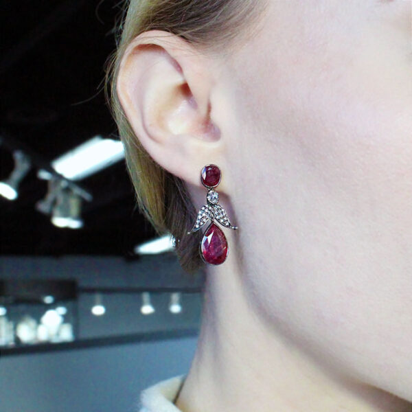 "Unique Antique" Victorian Ruby Earrings - Image 3