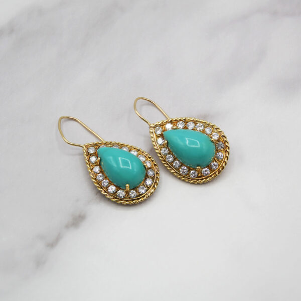 "Drops of Beauty" Estate Turquoise Earrings - Image 2