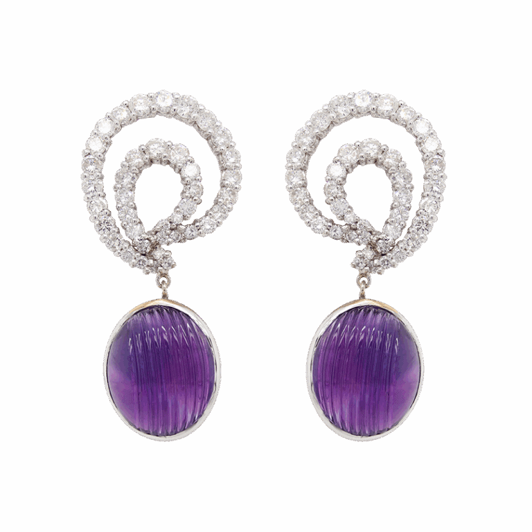 "Sparkling Swirls" Estate Amethyst Earrings