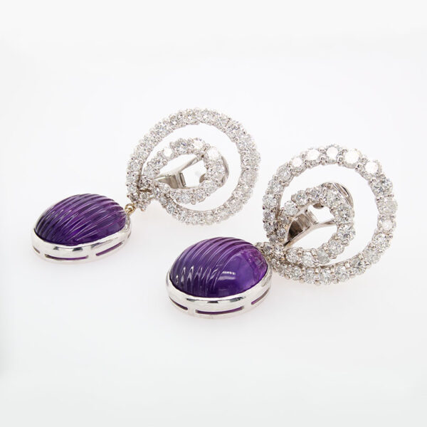 "Sparkling Swirls" Estate Amethyst Earrings - Image 2