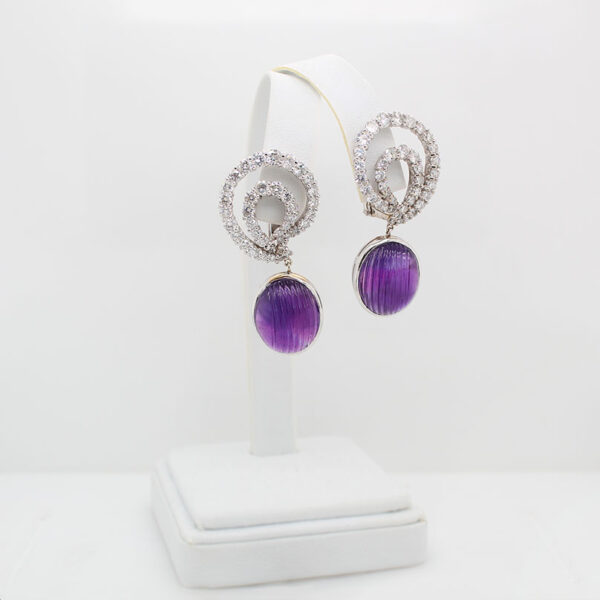 "Sparkling Swirls" Estate Amethyst Earrings - Image 3