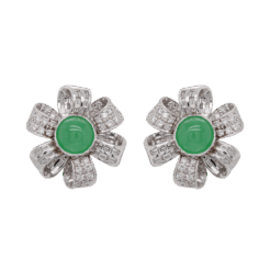 "Platinum Ribbon" Vintage Jade Earrings