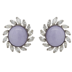 "Lavender Florals" Estate Jade and Diamond Earrings