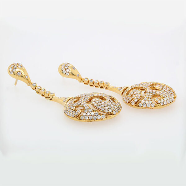 "Drops of Gold" Estate Diamond Earrings - Image 2