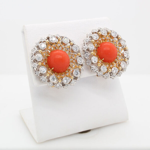 "Orange Blossom" Vintage Coral Earrings - Image 3