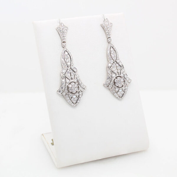 "Fabulous Filigree" Vintage Diamond Earrings - Image 3