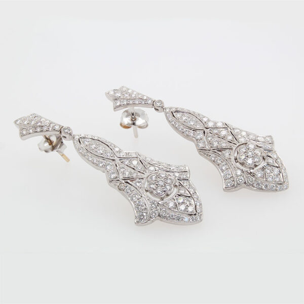 "Fabulous Filigree" Vintage Diamond Earrings - Image 2
