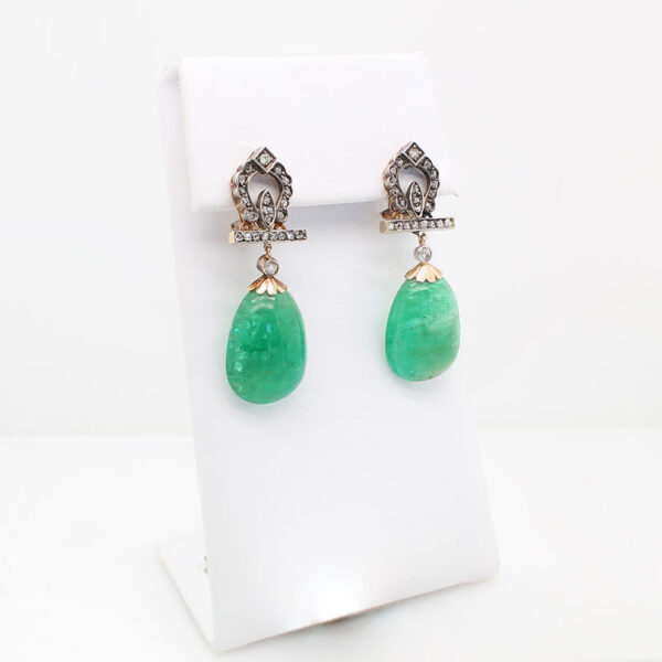 "Greenery" Victorian Emerald Earrings - Image 3