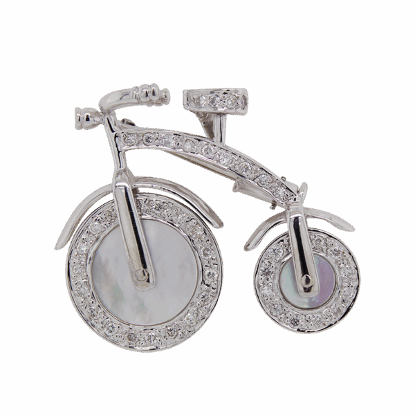 "Beautiful Bicycle" Estate Mother of Pearl Pendant