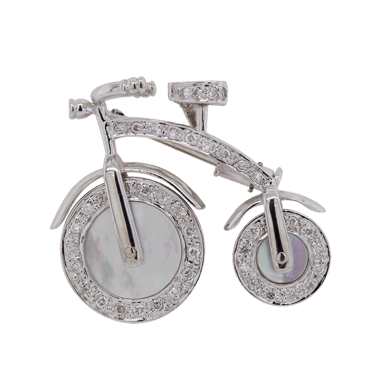 "Beautiful Bicycle" Estate Mother of Pearl Pendant
