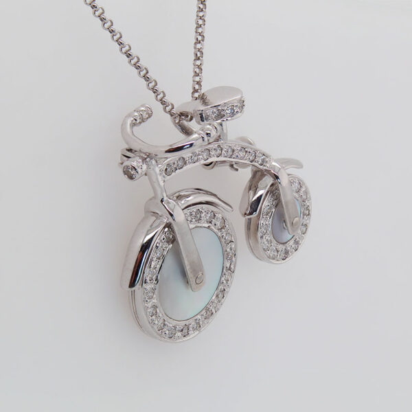 "Beautiful Bicycle" Estate Mother of Pearl Pendant - Image 2