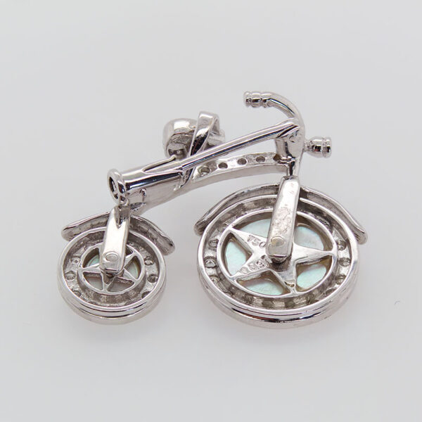 "Beautiful Bicycle" Estate Mother of Pearl Pendant - Image 3