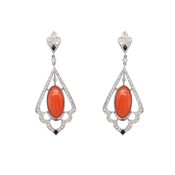 Vintage Coral and Diamond Set