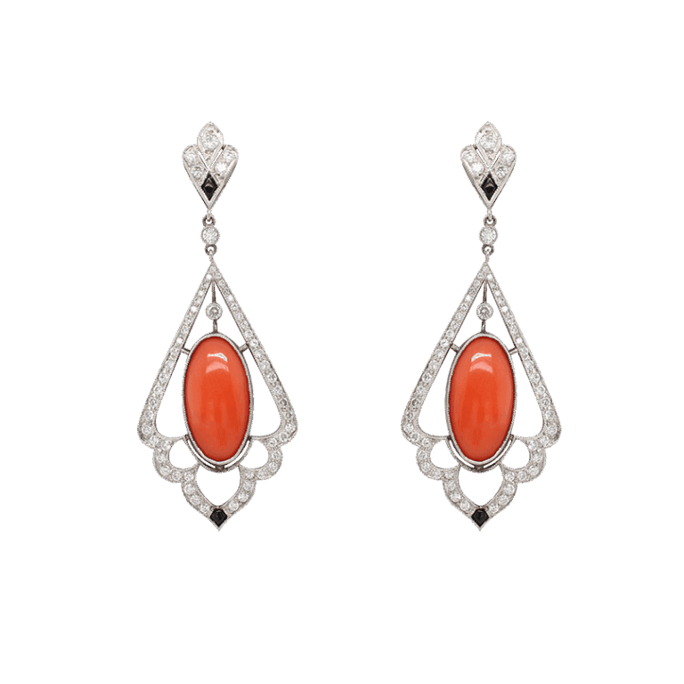 Vintage Coral and Diamond Set