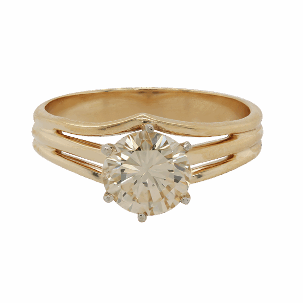 "Golden Yellow" Estate Solitaire Diamond Ring