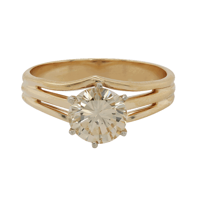 "Golden Yellow" Estate Solitaire Diamond Ring