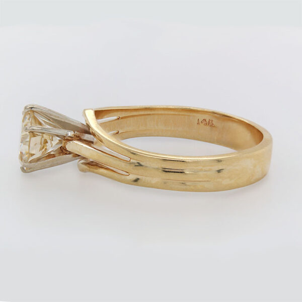 "Golden Yellow" Estate Solitaire Diamond Ring - Image 2
