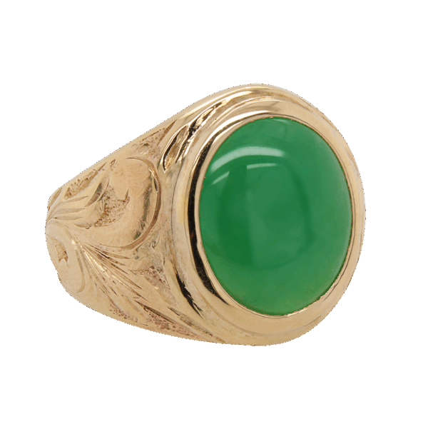 "Golden Dome" Vintage Jade Ring