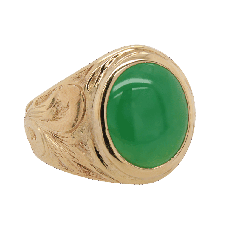 "Golden Dome" Vintage Jade Ring