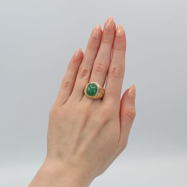 "Golden Dome" Vintage Jade Ring - Image 4