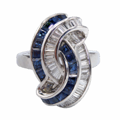 "Diamond Swirl" Art Deco Sapphire Ring