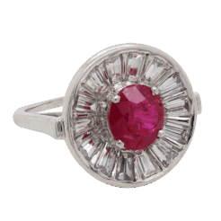 "Platinum Halo" Art Deco Ruby Ring