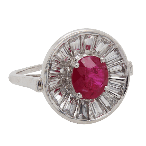 "Platinum Halo" Art Deco Ruby Ring