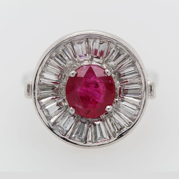 "Platinum Halo" Art Deco Ruby Ring - Image 2
