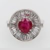 "Platinum Halo" Art Deco Ruby Ring - Image 2