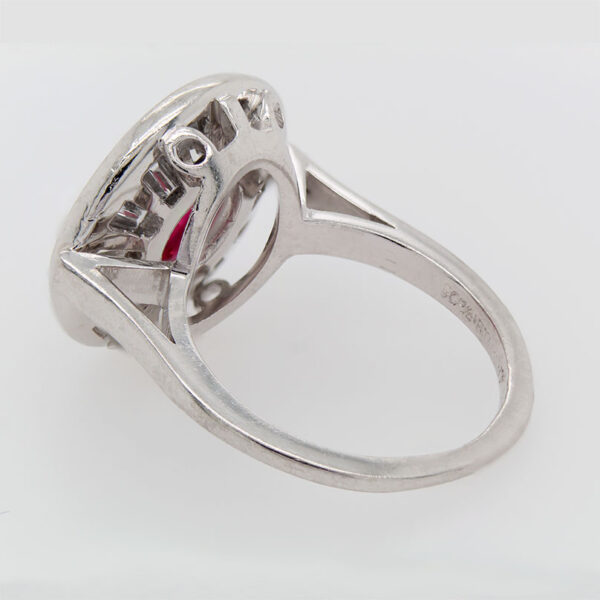 "Platinum Halo" Art Deco Ruby Ring - Image 3