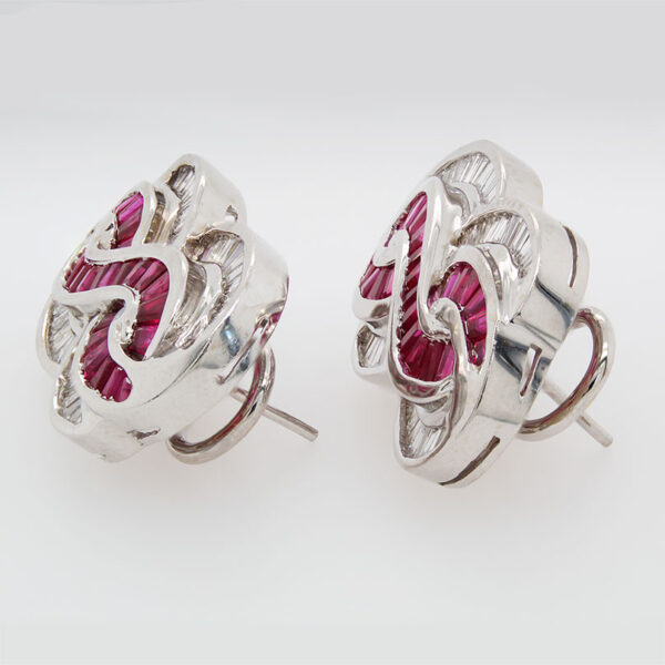 "Cherry Swirl" Art Deco Ruby Earrings - Image 2