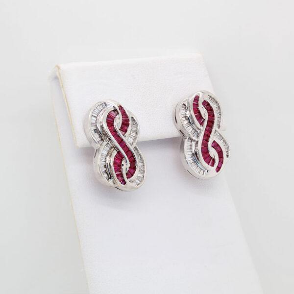 "Cherry Swirl" Art Deco Ruby Earrings - Image 3