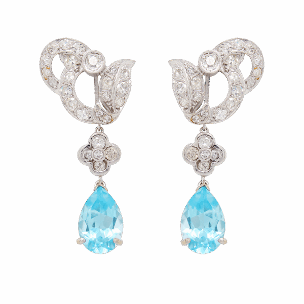 "Vivid" Antique Blue Topaz Earrings