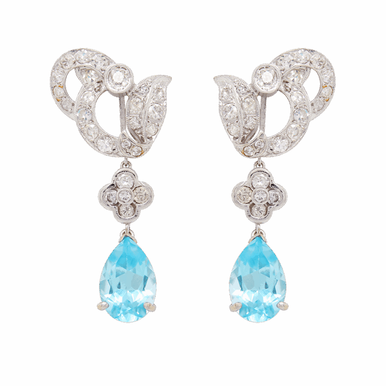 "Vivid" Antique Blue Topaz Earrings
