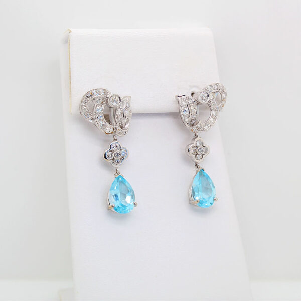 "Vivid" Antique Blue Topaz Earrings - Image 3