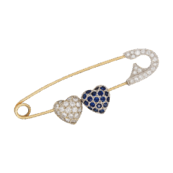 "Diamond Adoration" Estate Heart Safety Pin