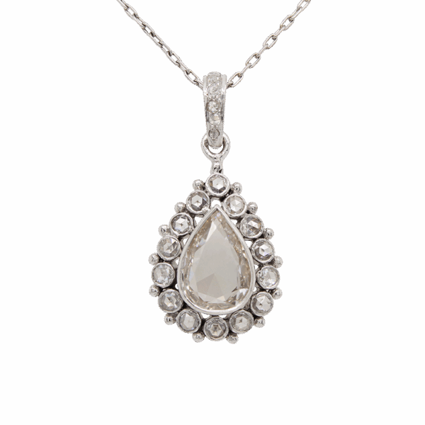 "Bosc Pear" Antique Diamond Pendant