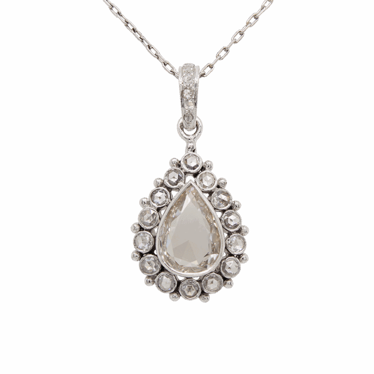 "Bosc Pear" Antique Diamond Pendant