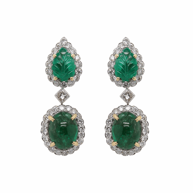 "Poinsettia" Vintage Emerald Earrings