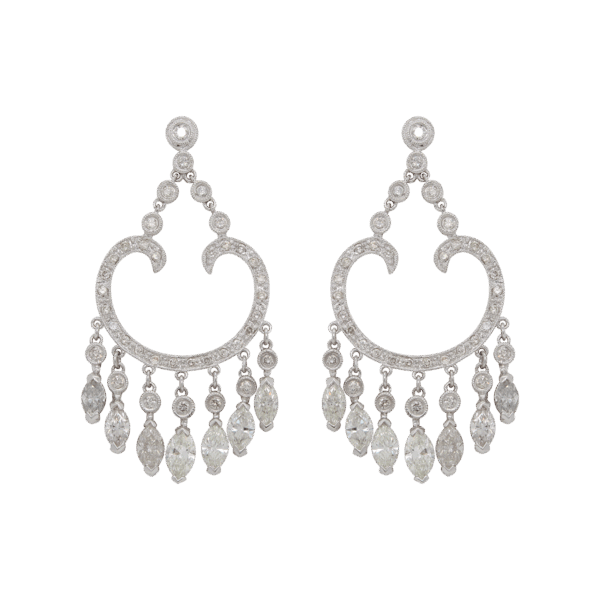 "Cascading Chandelier" Vintage Diamond Earrings