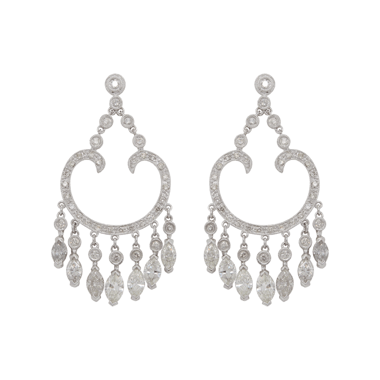 "Cascading Chandelier" Vintage Diamond Earrings