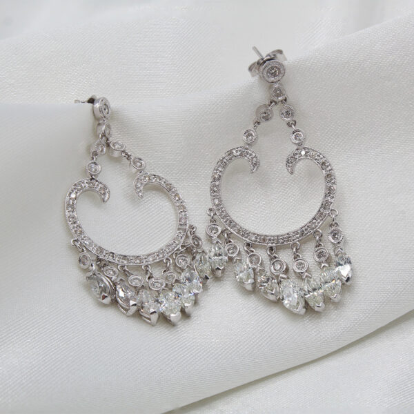 "Cascading Chandelier" Vintage Diamond Earrings - Image 2