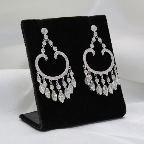"Cascading Chandelier" Vintage Diamond Earrings - Image 3