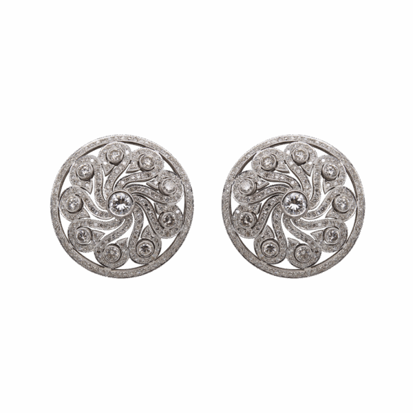 "Encircled Swirls" Vintage Diamond Earrings